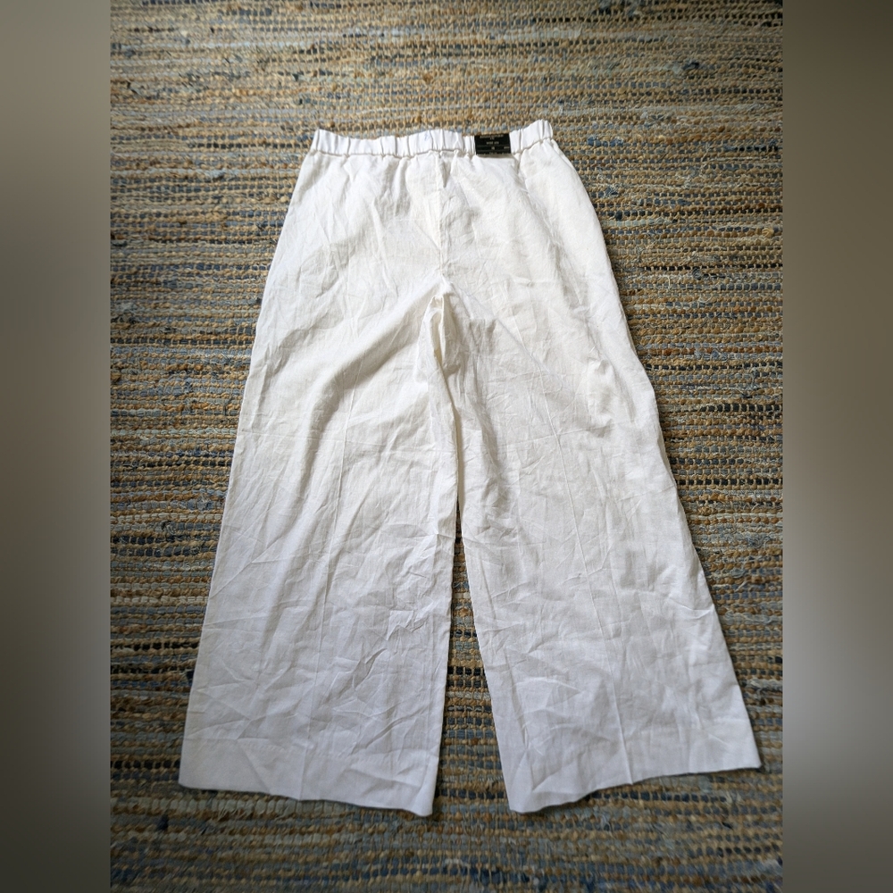 Sold!!!!NWD Banana Republic White Linen Blend Pants 10 Wide Leg B Coastal*Flaws* - Picture 8 of 11